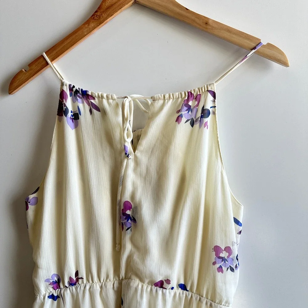 Old Navy Dress‎ Floral Whimsigoth Boho Fairy Cottage Chiffon Yellow Medium